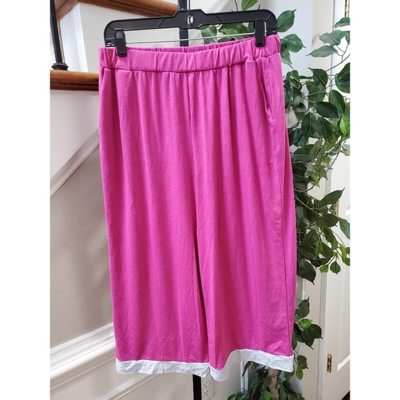 SHEIN Women's Pink Polyester Mid Rise Comfort Waist Wide Legs Pant Size Large - Picture 9 of 9
